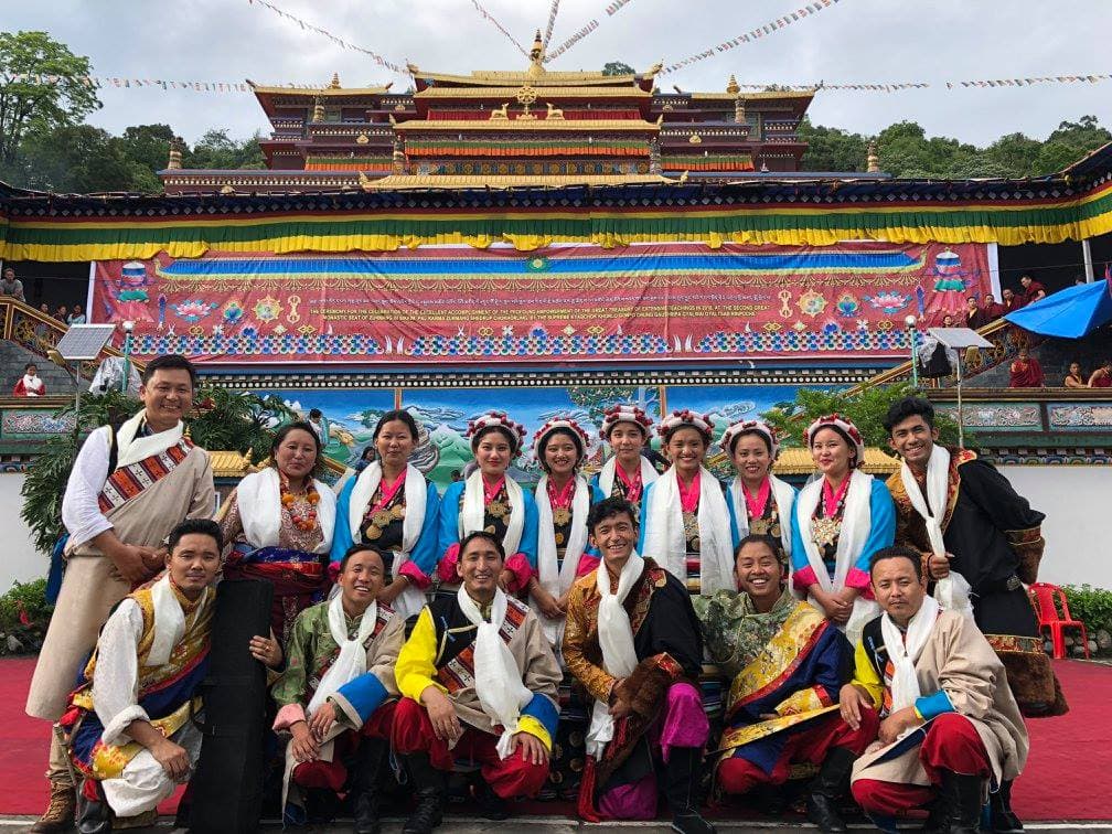 Gangjong Doeghar performing arts group in traditional Tibetan dress