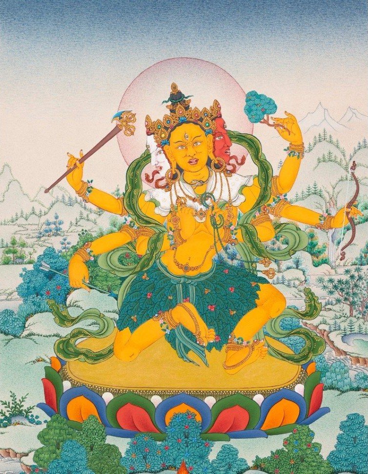 A painting of Parnashavari, the leaf-clad one